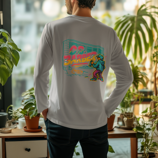 men's long sleeve front pocket shirt graffiti logo