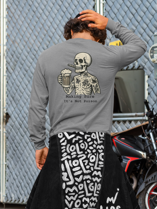 Long sleeve front pocket Skeleton poison logo