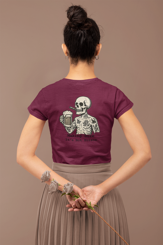 Ladies V-Neck short sleeve Skeleton poison logo