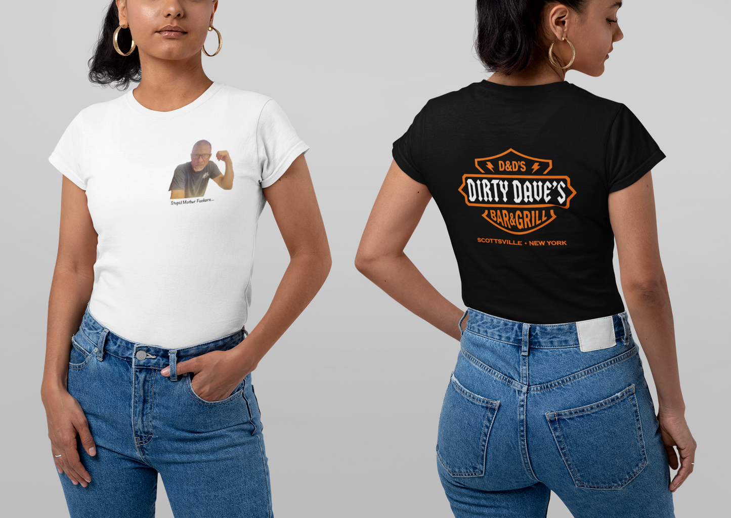 unisex short sleeve double sided logo. classic with mini dave