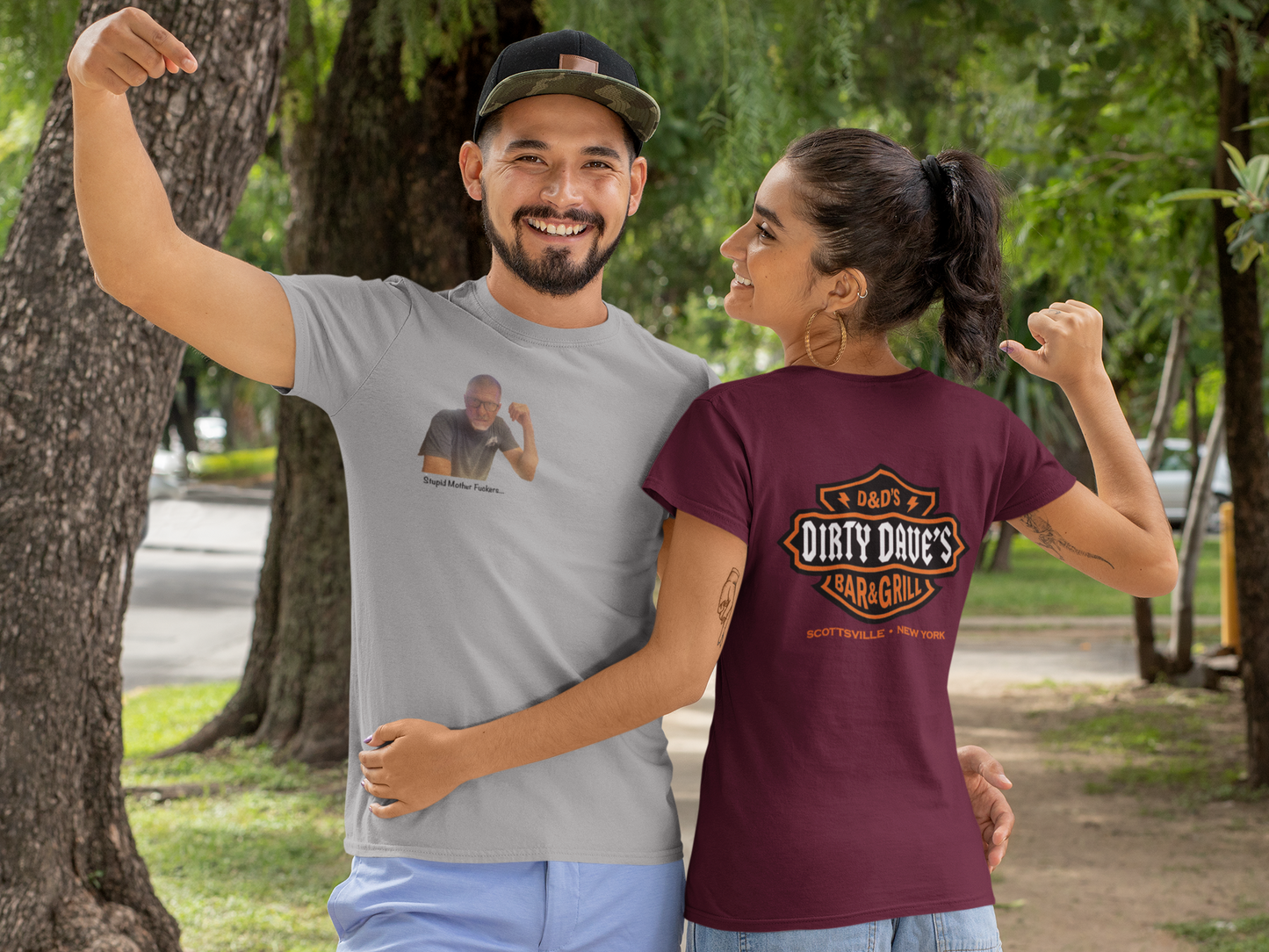 unisex short sleeve double sided logo. classic with mini dave