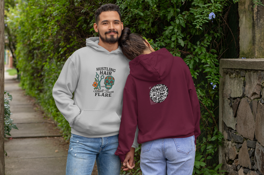 unisex hoodie hustling hair (candy skull)