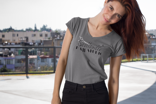 short sleeve ladies v-neck classic logo