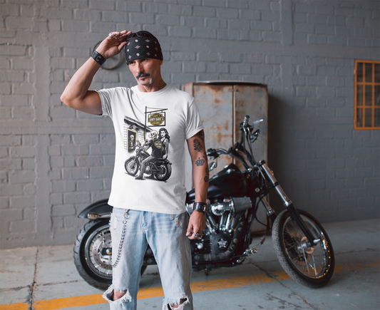 Unisex short sleeve t-shirt skeleton biker logo