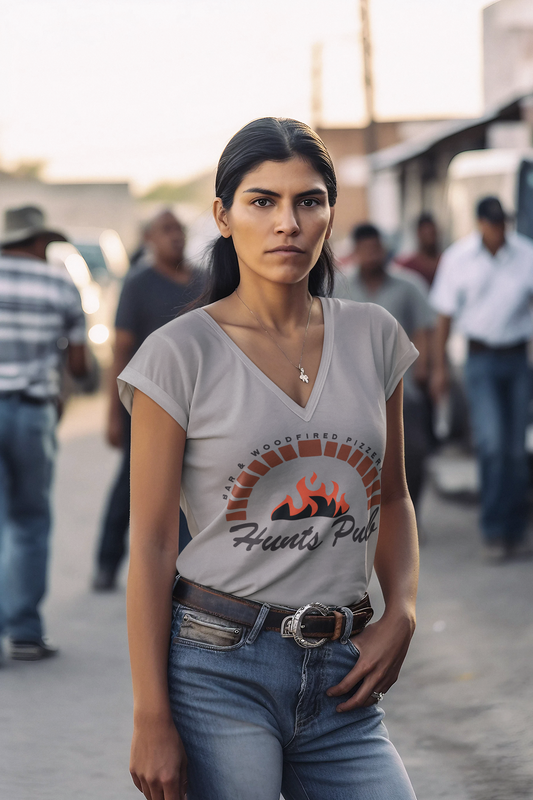 Ladies V-Neck short sleeve original fire logo