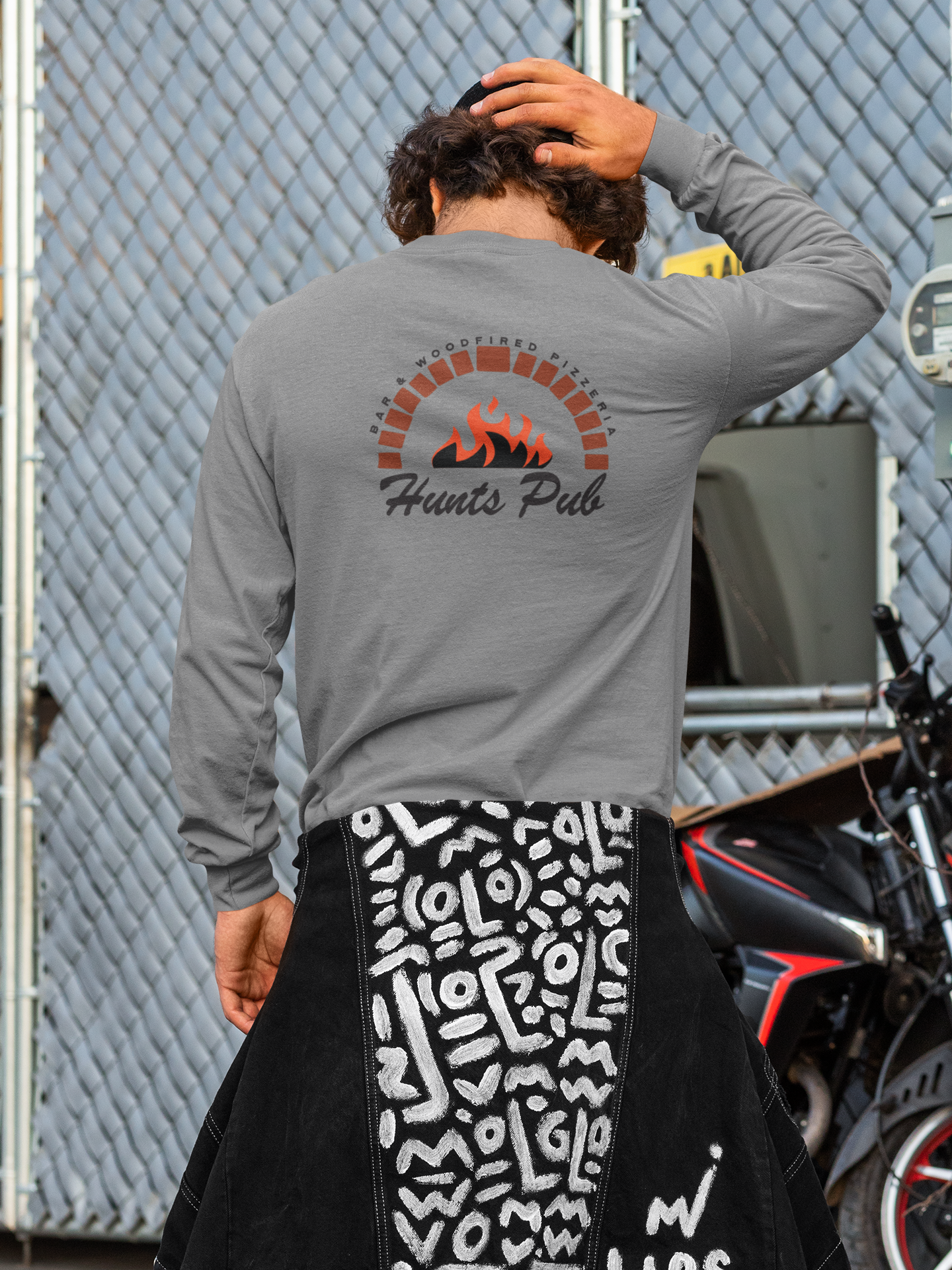 Long Sleeve front pocket classic fire logo