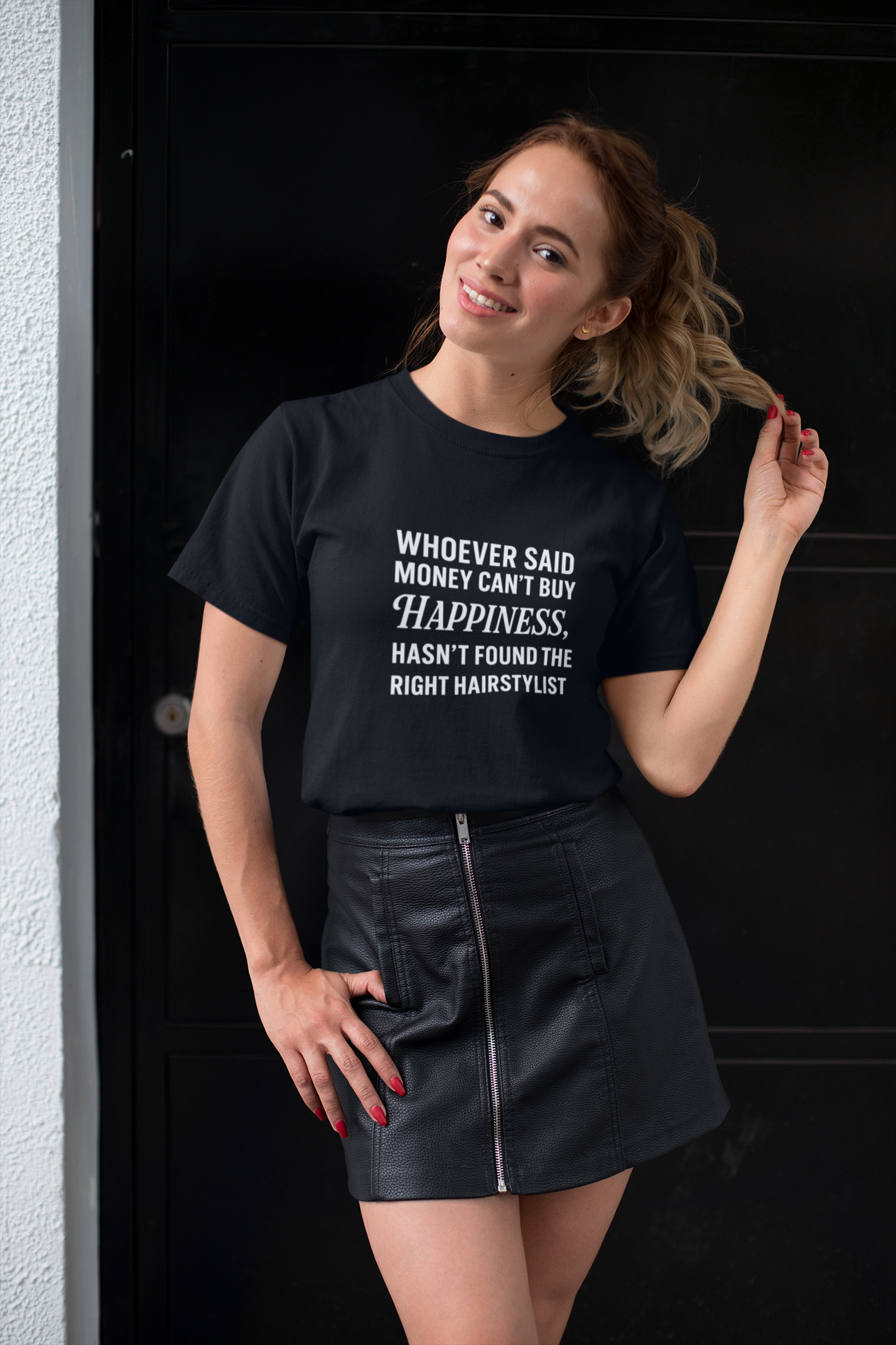 unisex short sleeve t-shirt money cant buy happiness logo