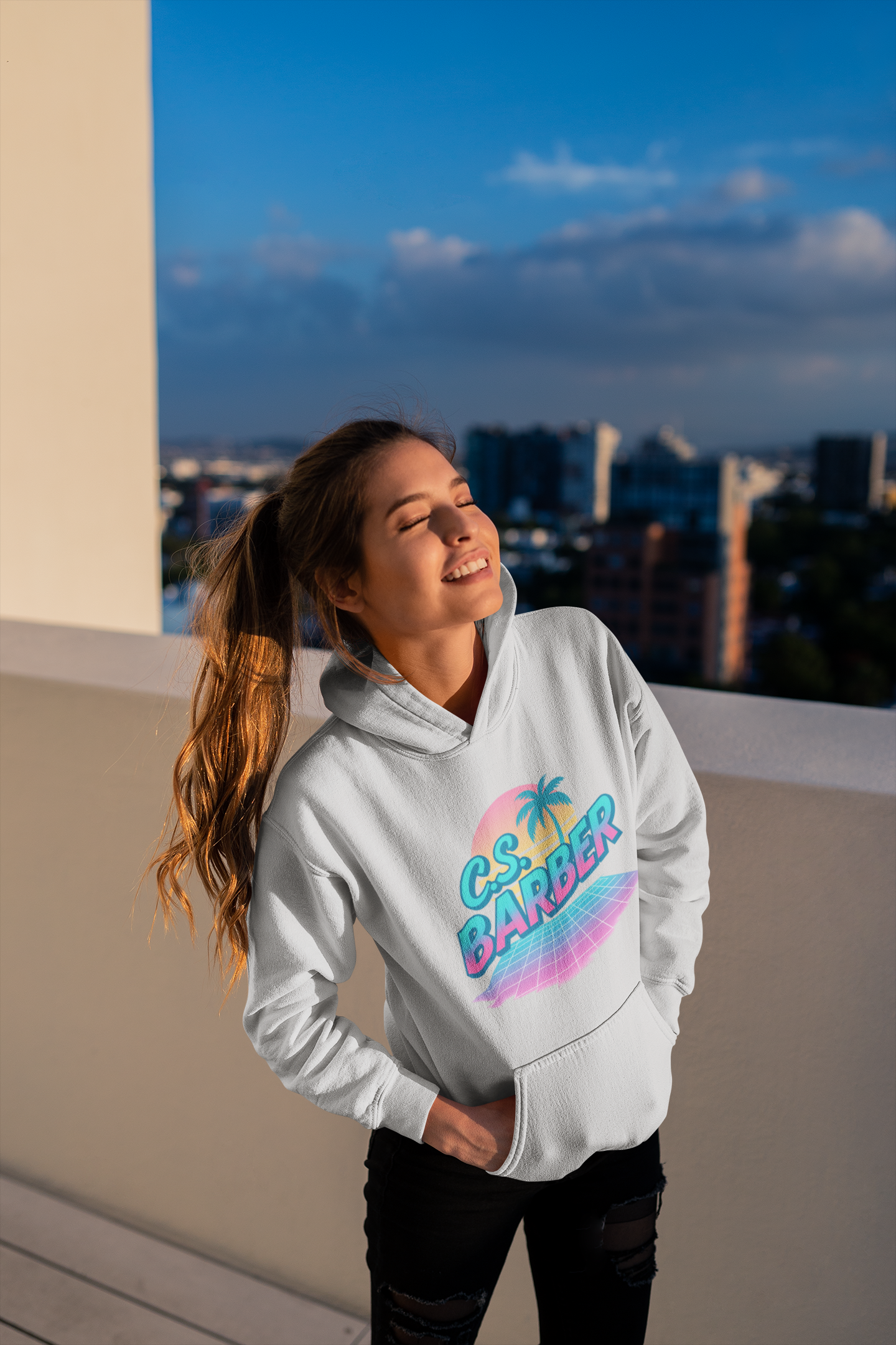 unisex hoodie retro c.s. barber logo
