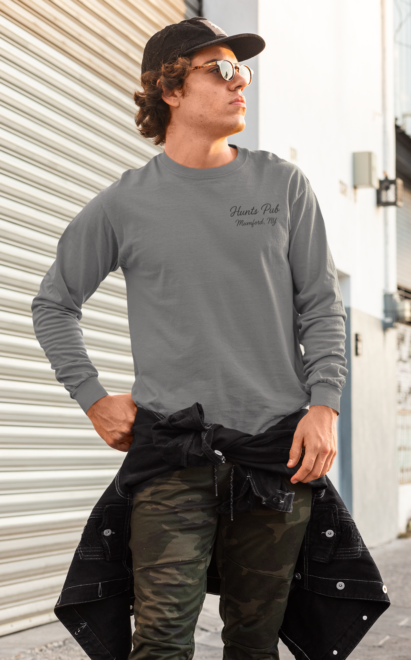 Long Sleeve front pocket classic fire logo