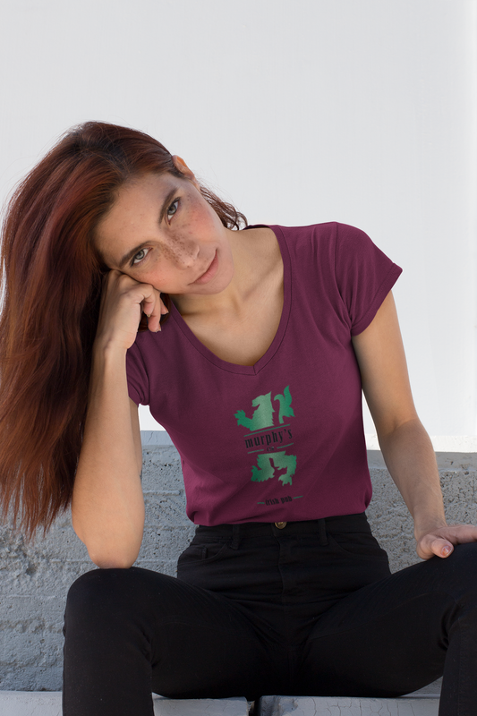 ladies short sleeve v-neck classic logo