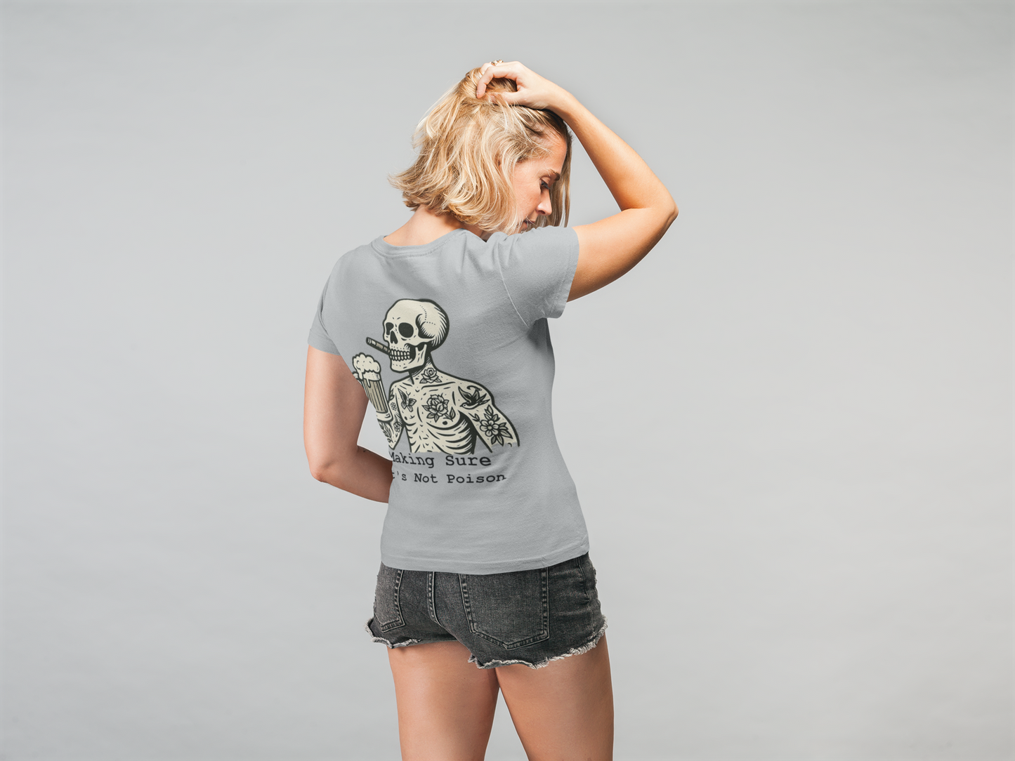 Ladies V-Neck short sleeve Skeleton poison logo