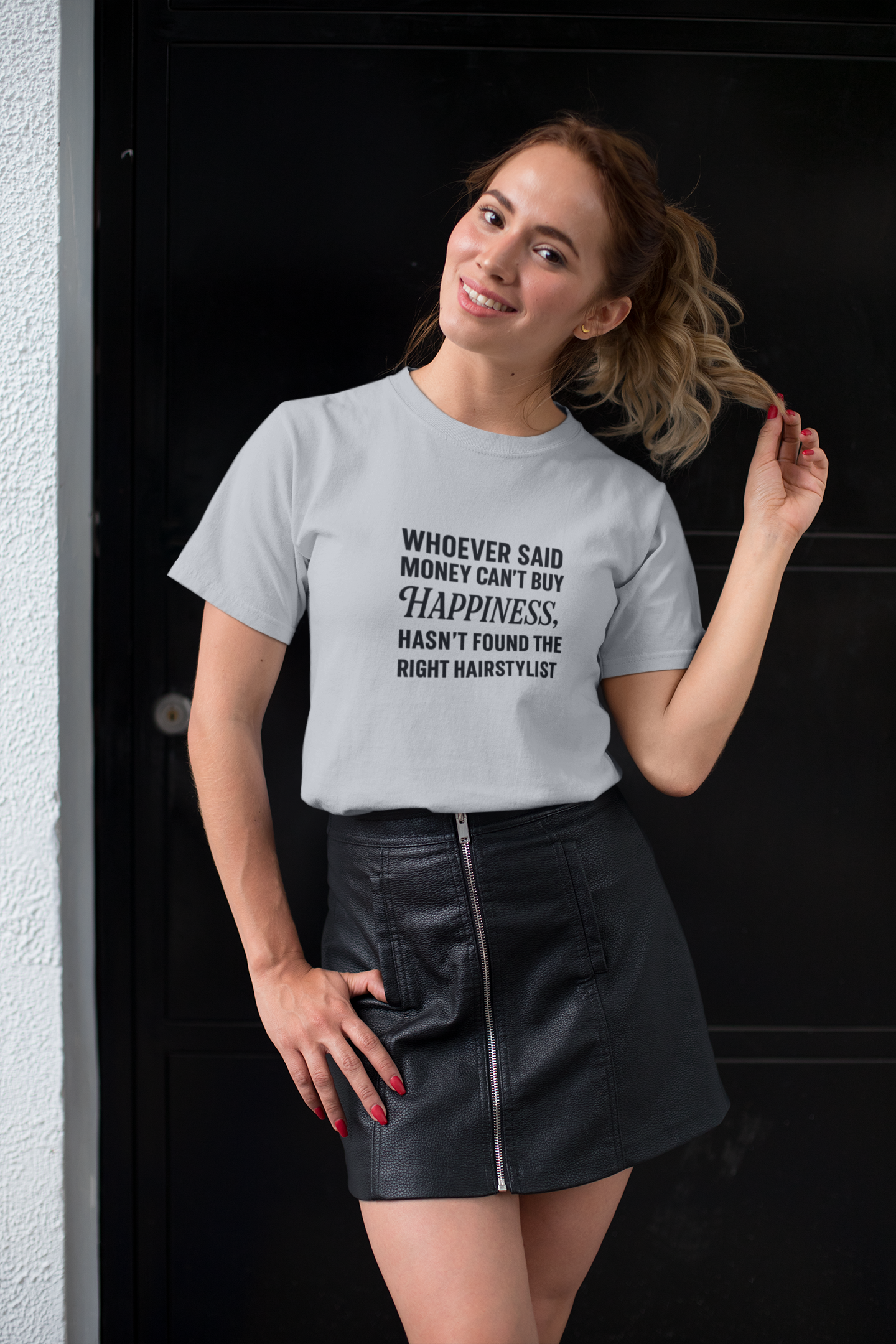 unisex short sleeve t-shirt money cant buy happiness logo