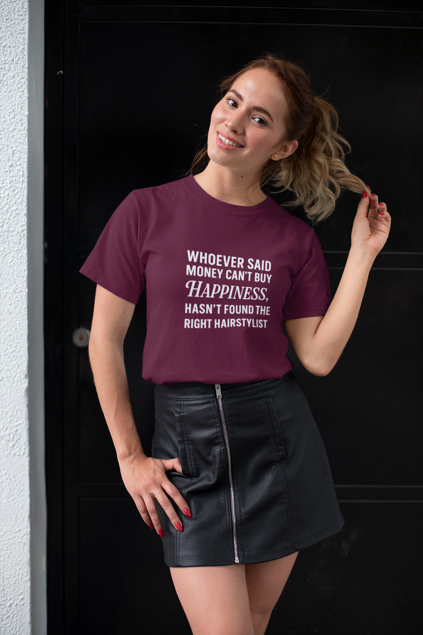 unisex short sleeve t-shirt money cant buy happiness logo