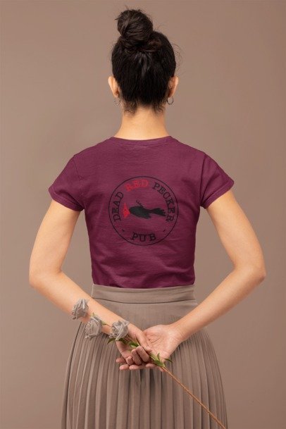 ladies short sleeve v-neck double sided logo classic