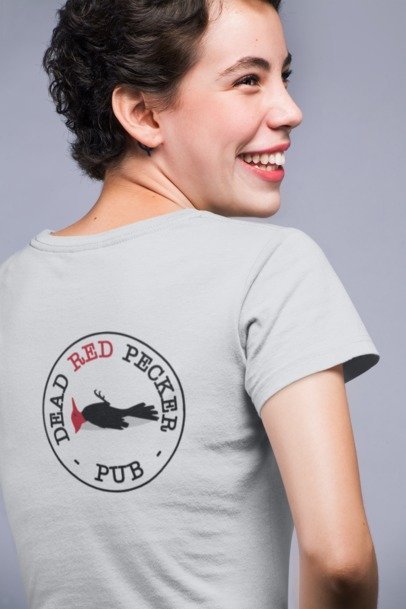 ladies short sleeve v-neck double sided logo classic
