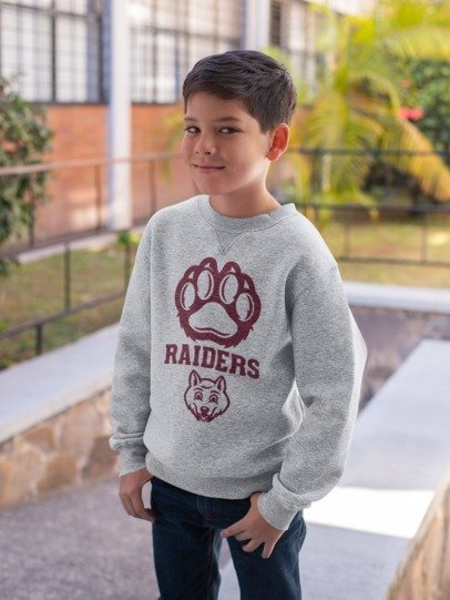 Youth crewneck sweatshirt wolf logo