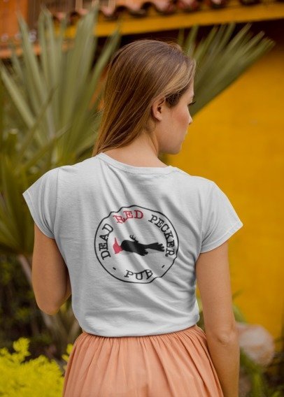 ladies short sleeve v-neck double sided logo classic