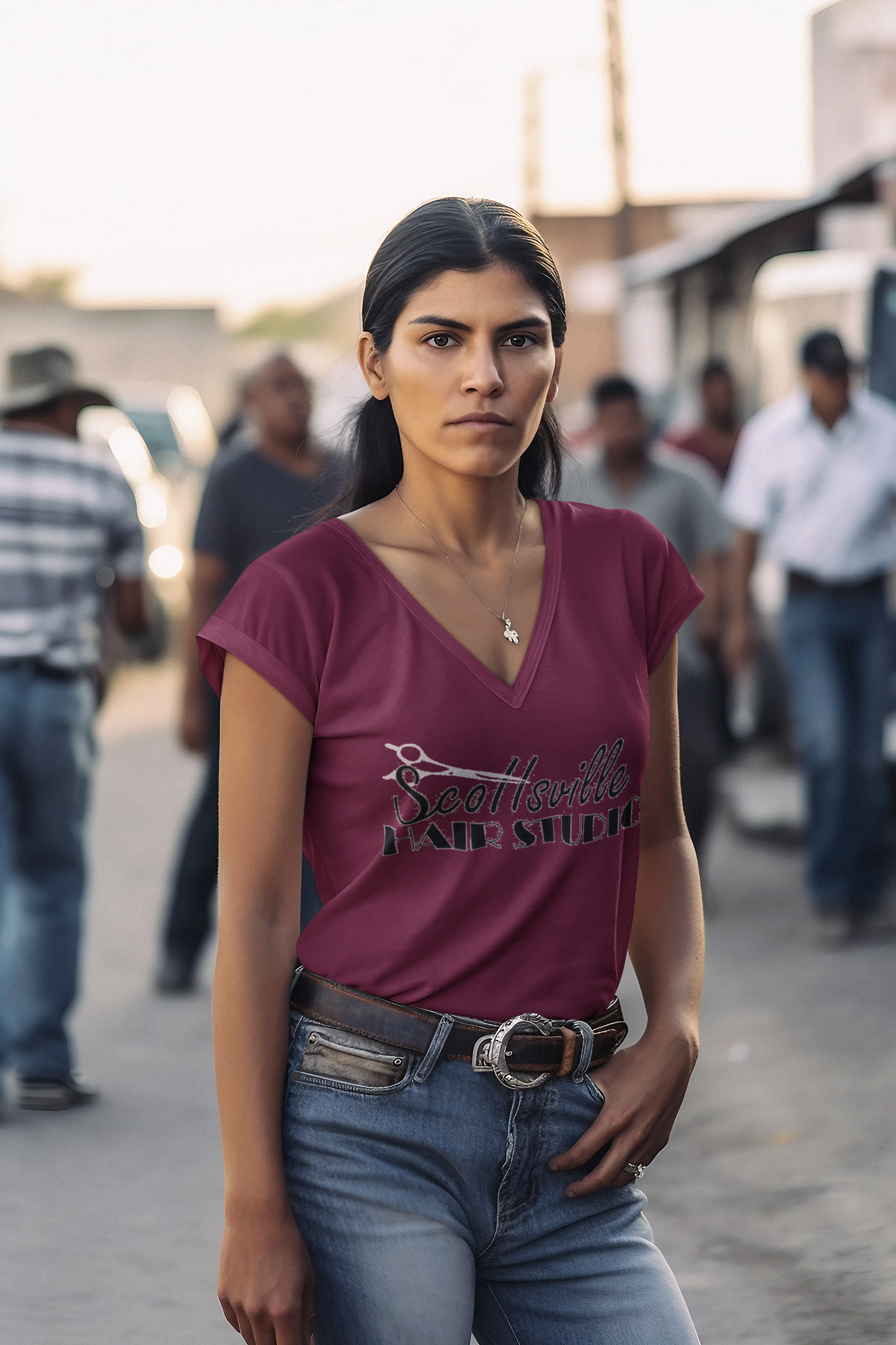 short sleeve ladies v-neck classic logo