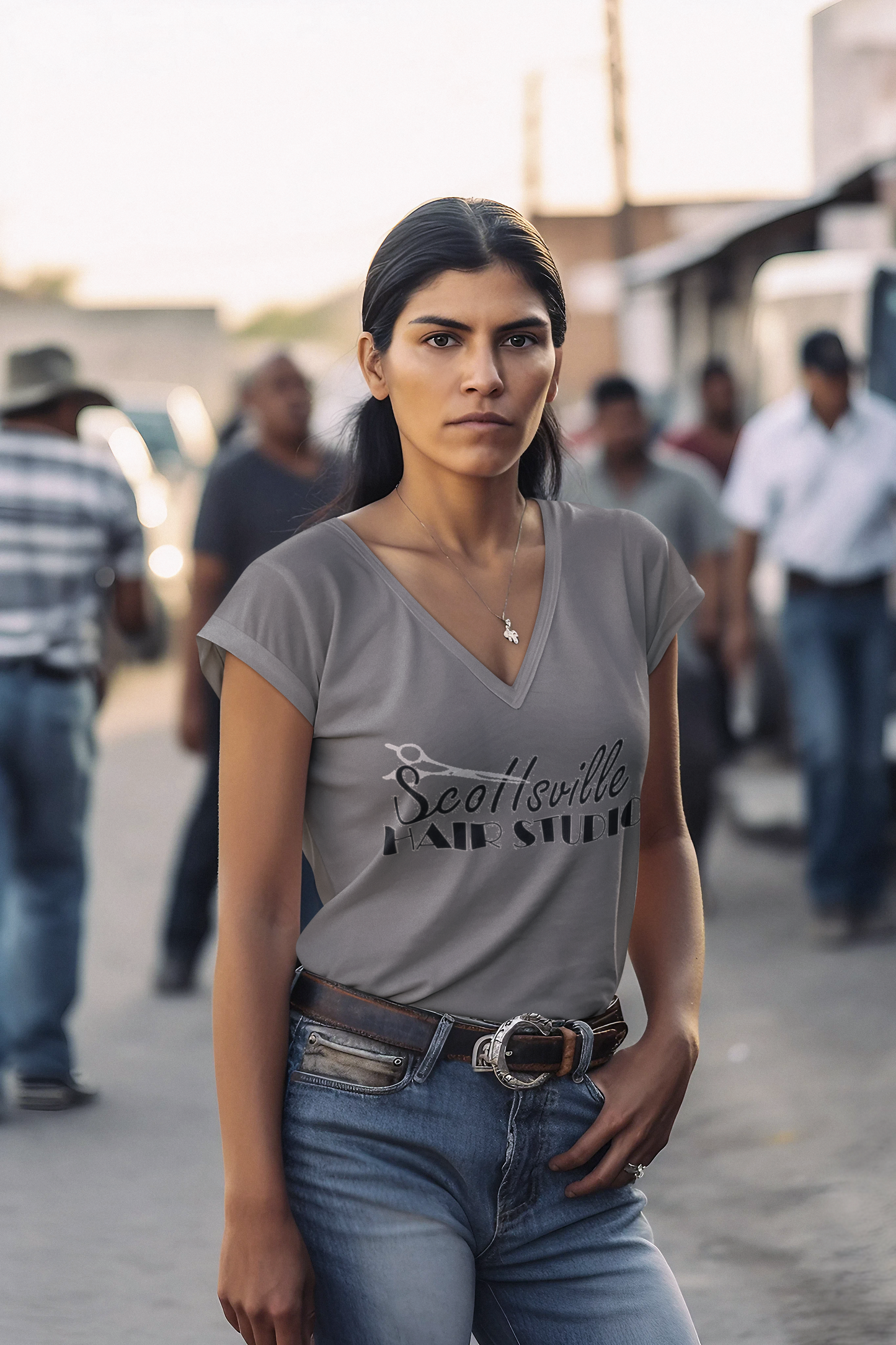 short sleeve ladies v-neck classic logo