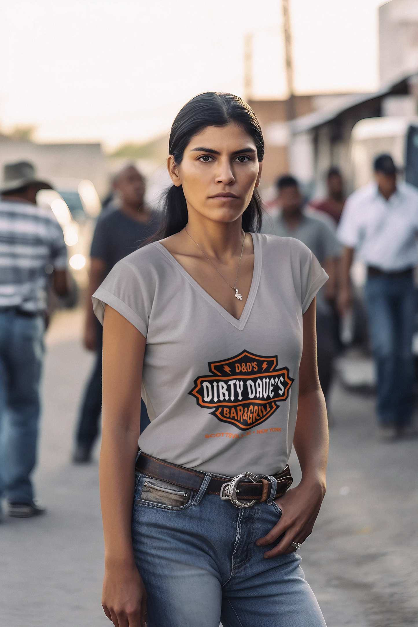 ladies short sleeve v-neck classic logo