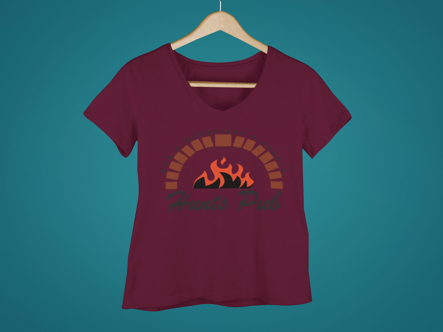 Ladies V-Neck short sleeve original fire logo